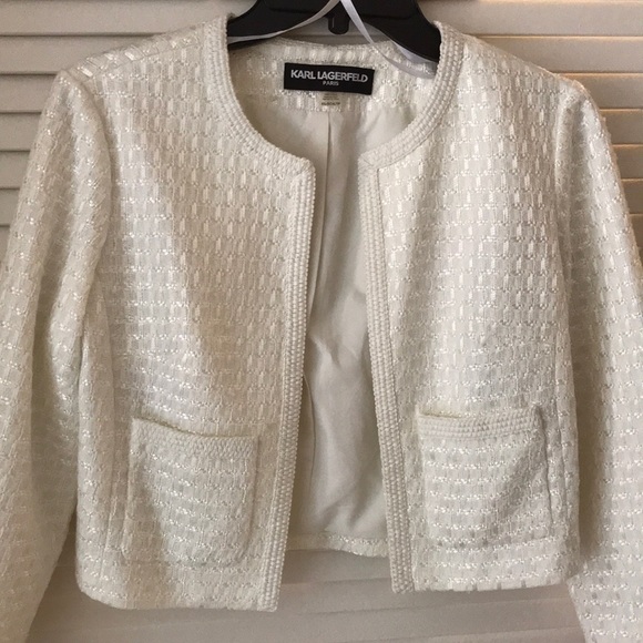 Karl Lagerfeld Tweed Crop Jacket - Picture 8 of 14